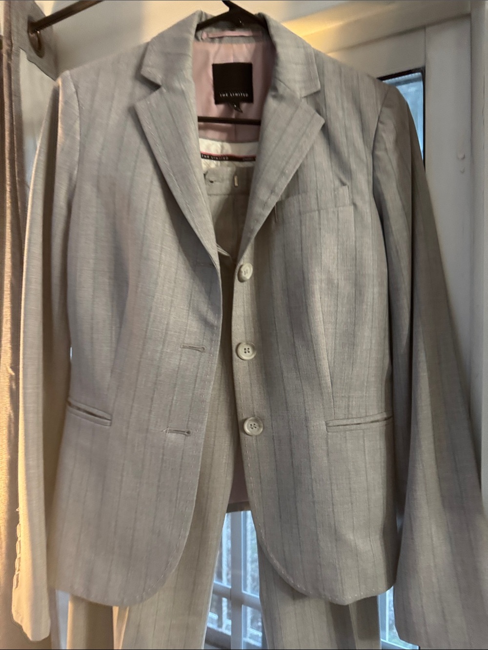 The Limited Light Gray Pinstripe Women's Suit Jacket
